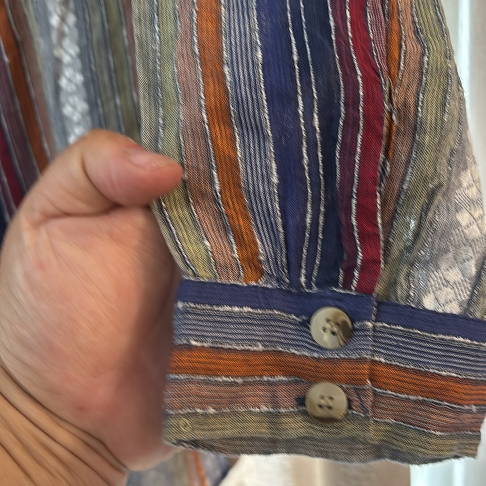 Striped Multicolor Button-Up Romper M - Picture 7 of 12